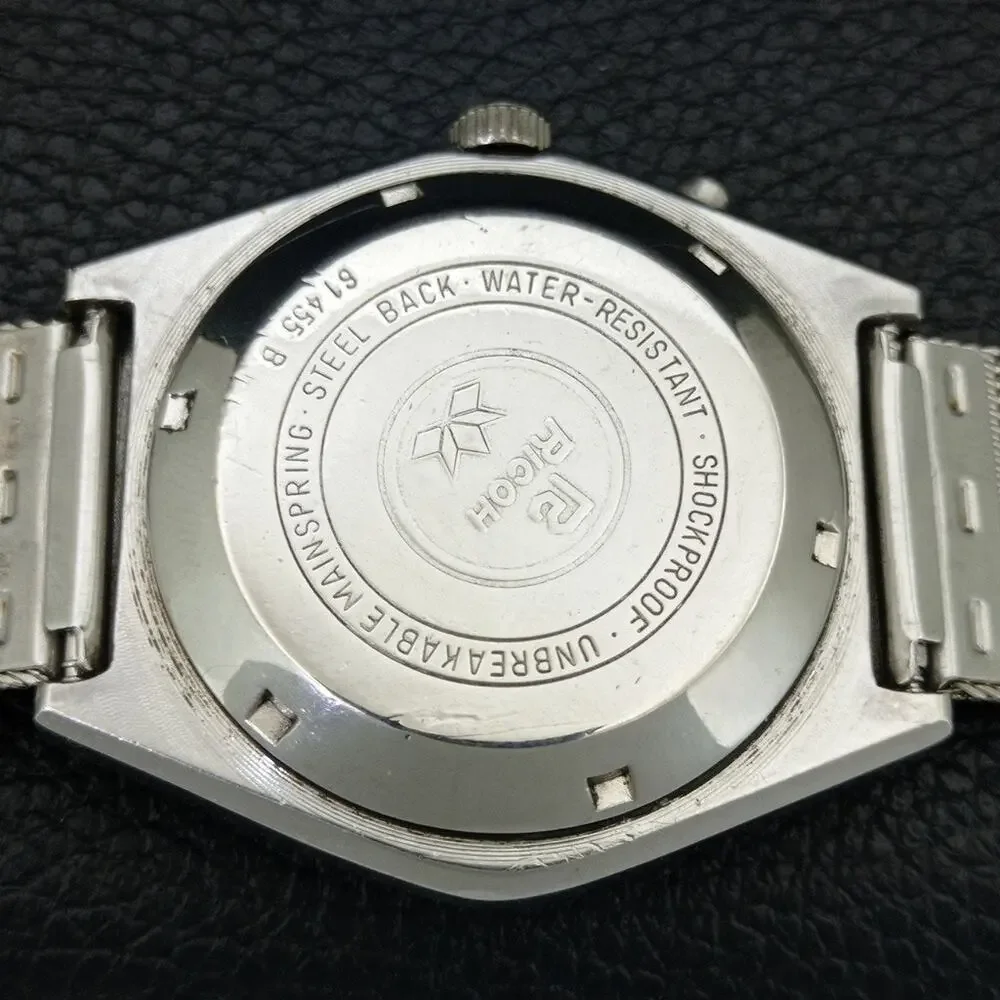 Vintage 1972 Ricoh Automatic Mens Silver Watch W/daydate & Gold accents